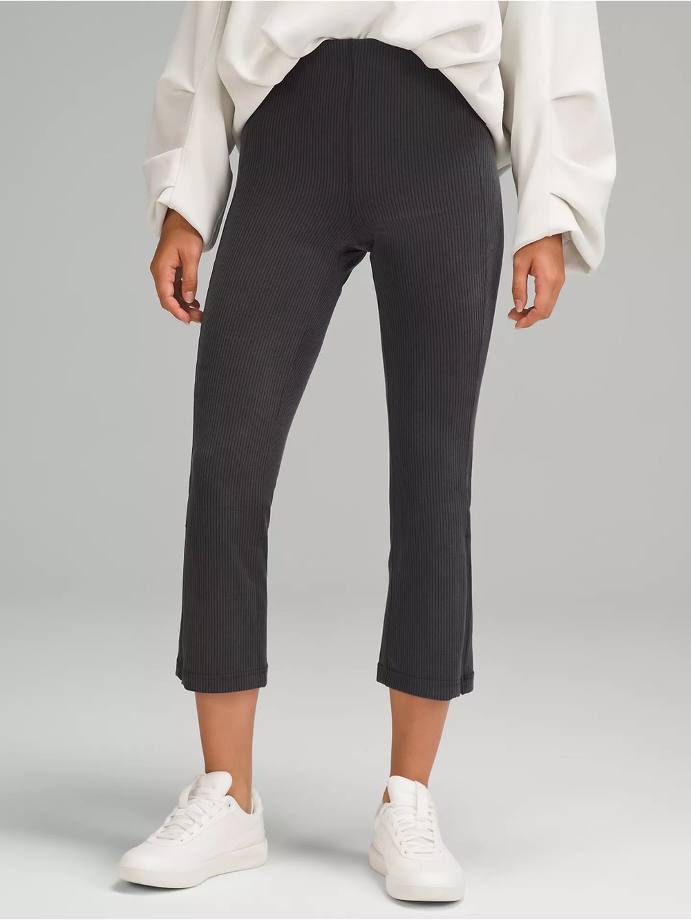 lululemon Pewter Ribbed Softstreme Zip-Leg High-Rise Cropped  pant 34’’